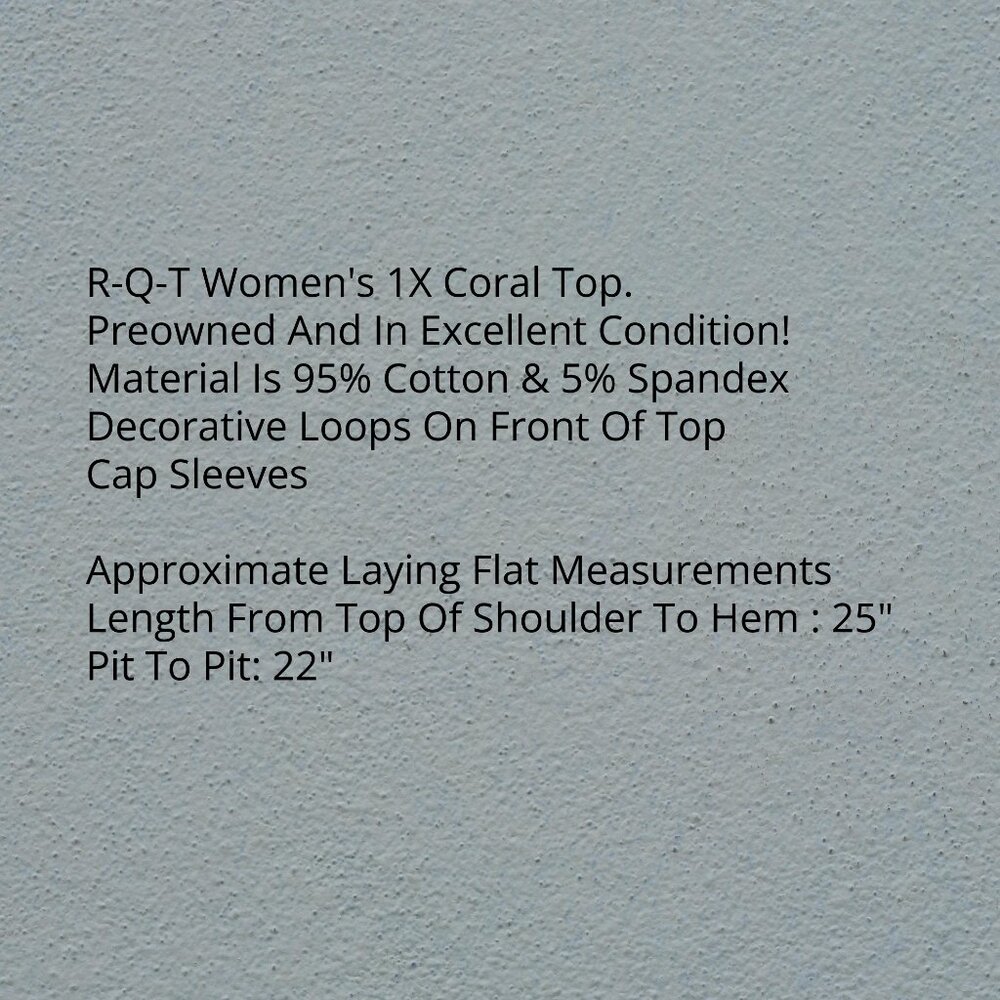 R-Q-T Women's 1X Coral Cap Sleeve Top - Picture 6 of 9